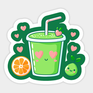 Kawaii Green Smoothie Drink for Healthy Diet | Design for Vegans and Kawaii Lovers Sticker